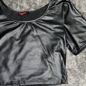 COPY - Mezzanine Black Pleather Crop w/ Longer Sleeves
